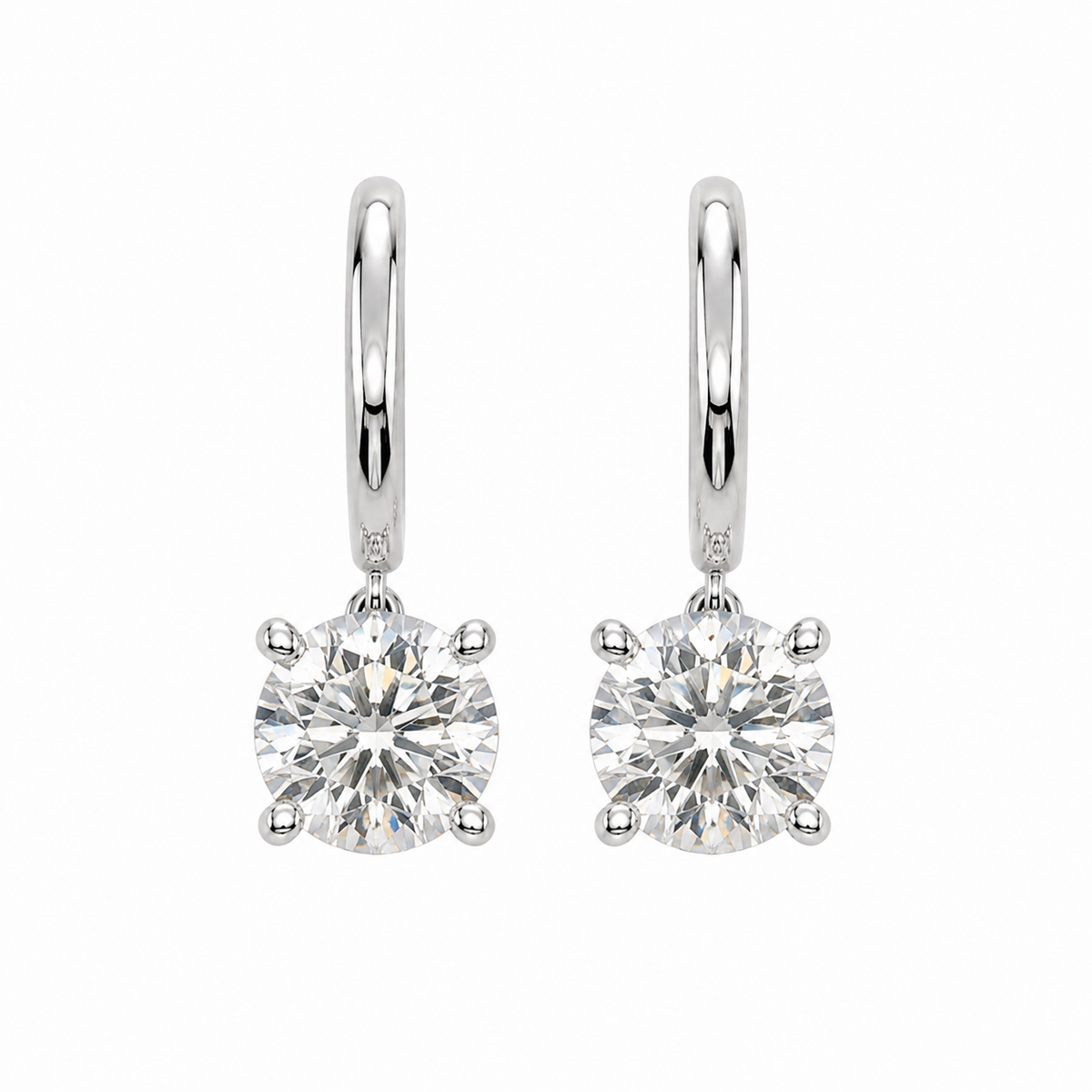 Round Diamond Drop Earrings