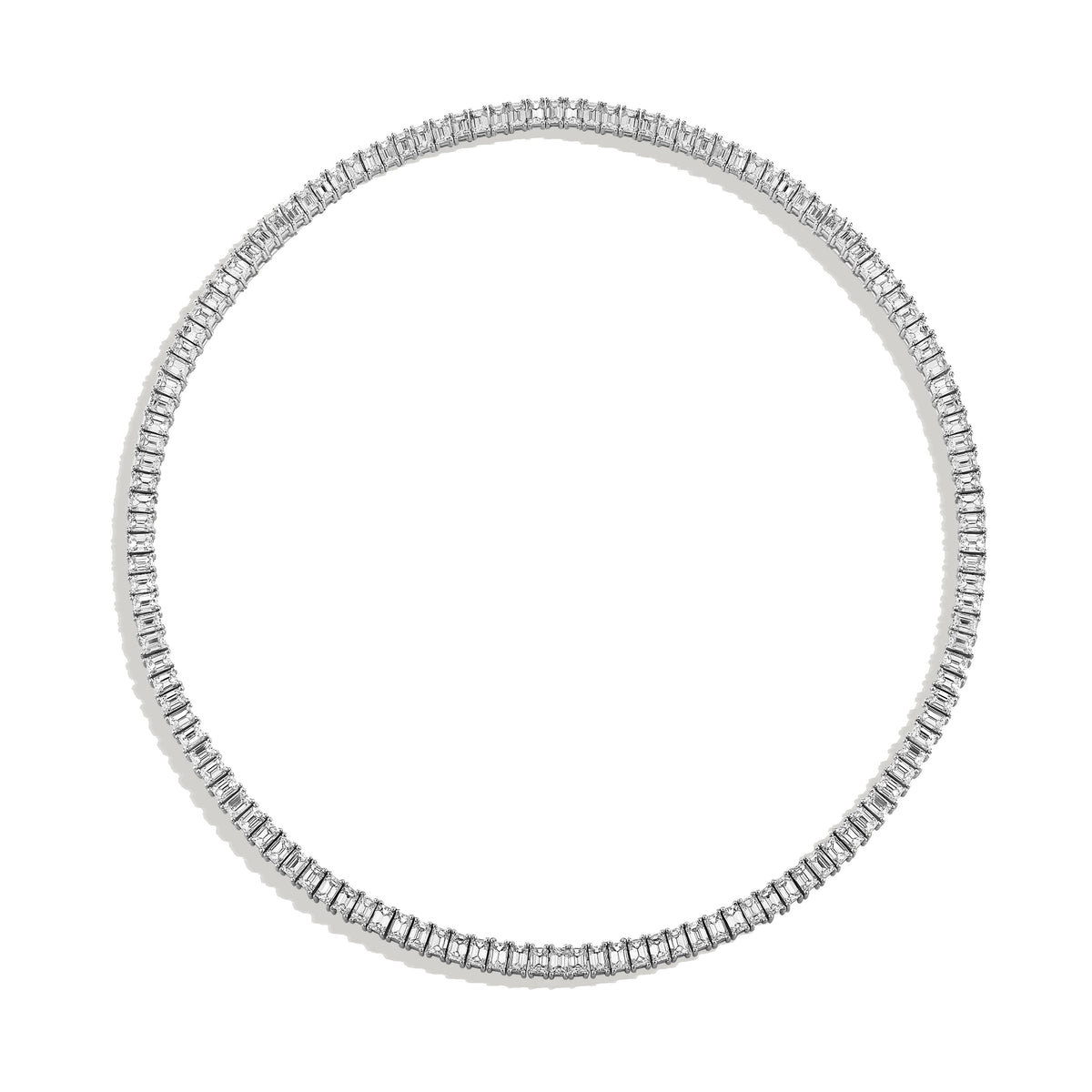 Emerald Cut Diamond Tennis Necklace