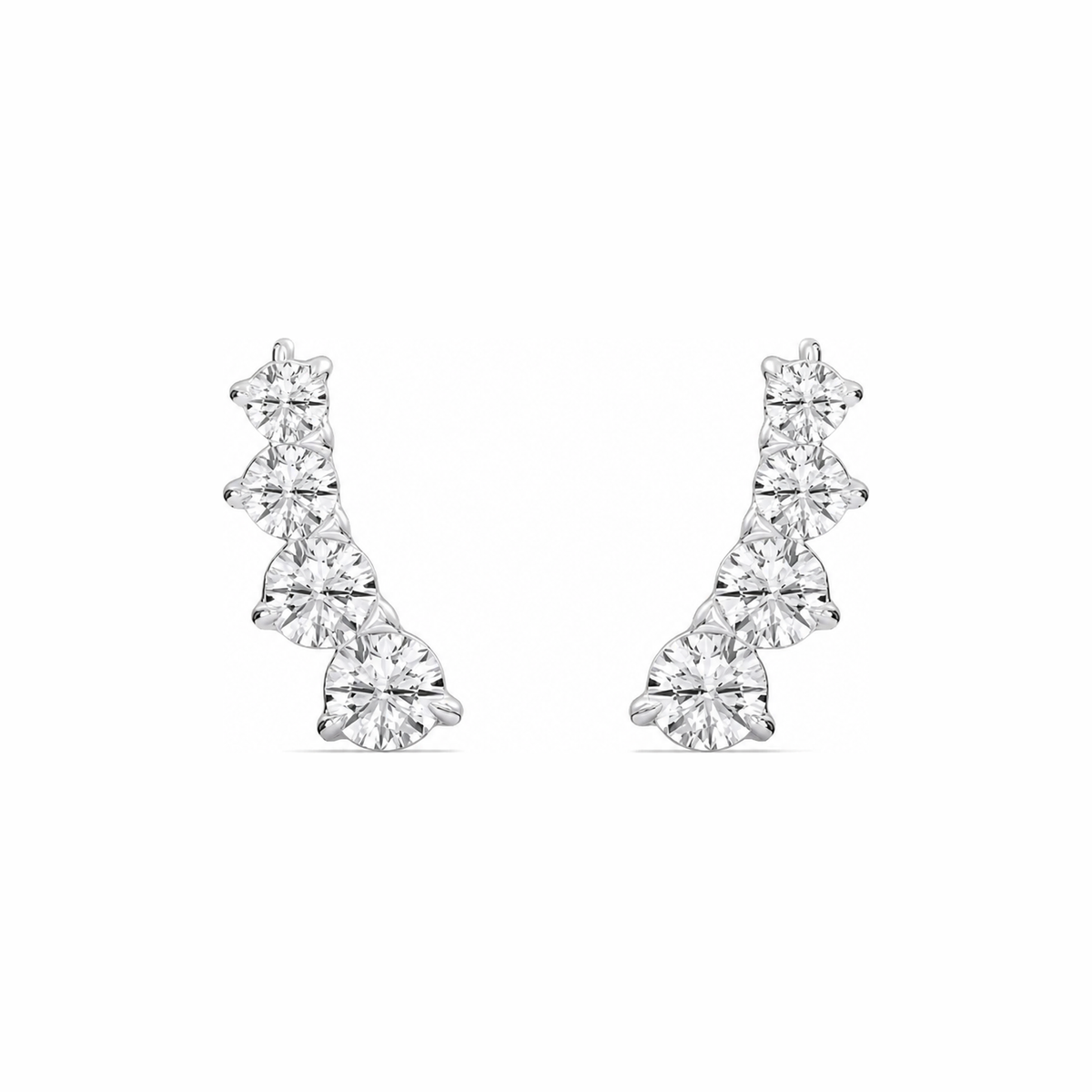 Graduated Round Diamond Climber Earrings