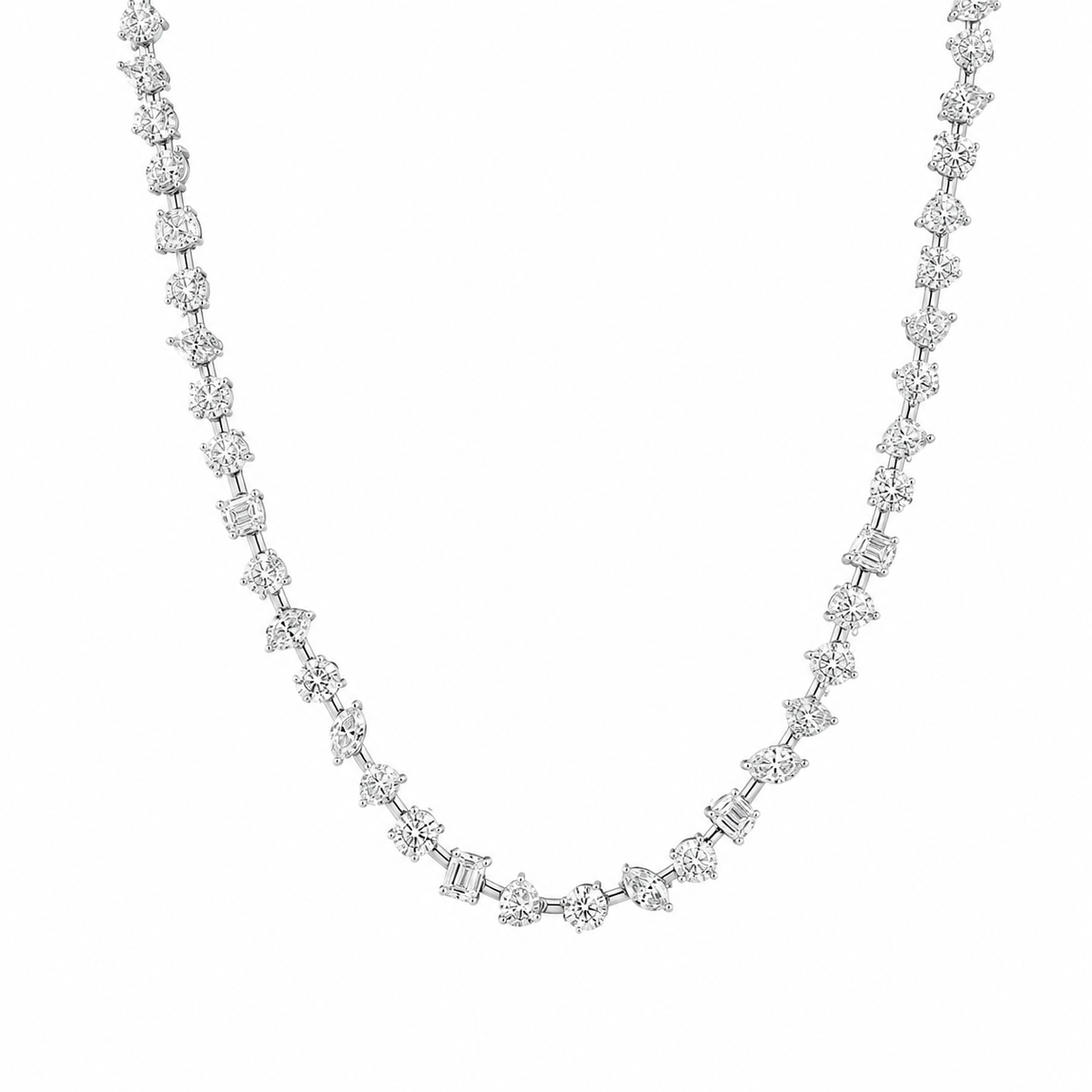 Multi Shape Diamond Tennis Necklace
