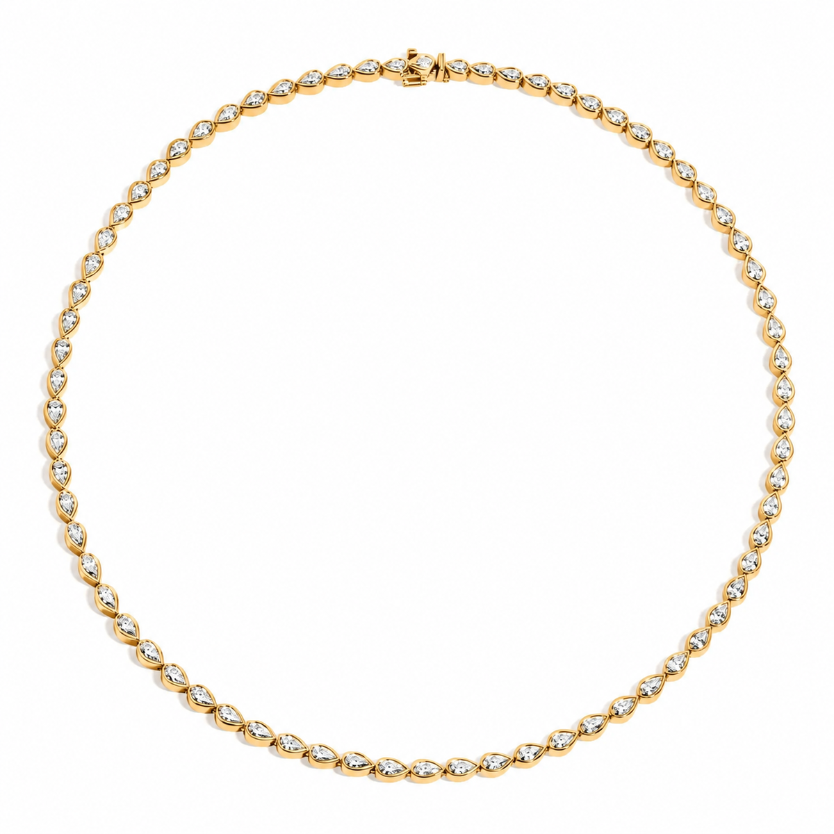 Pear Bezel Tennis Necklace