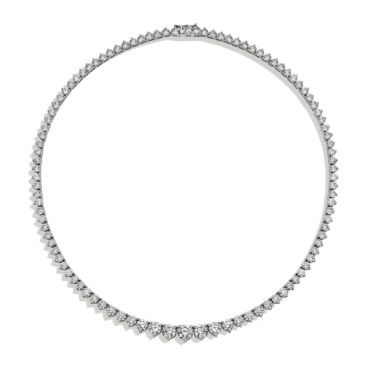 Three Prong Graduating Diamond Tennis Necklace