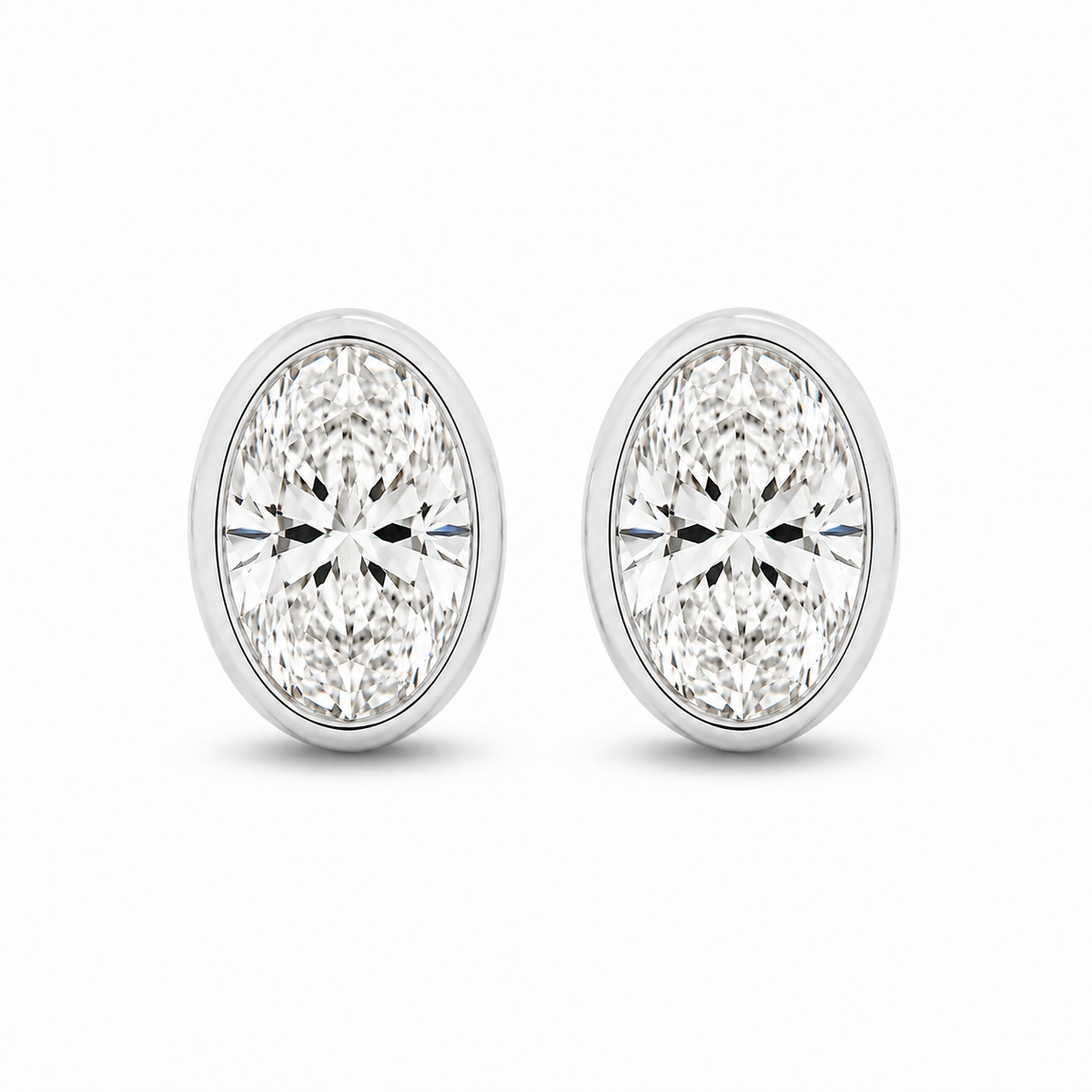 Oval Bezel Diamond Studs