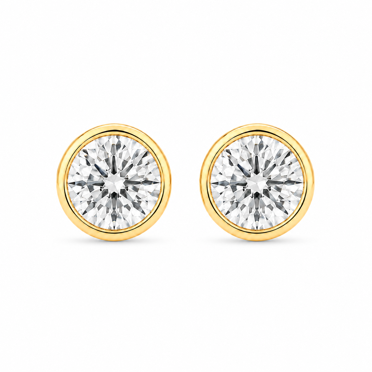 Round Bezel Diamond Studs