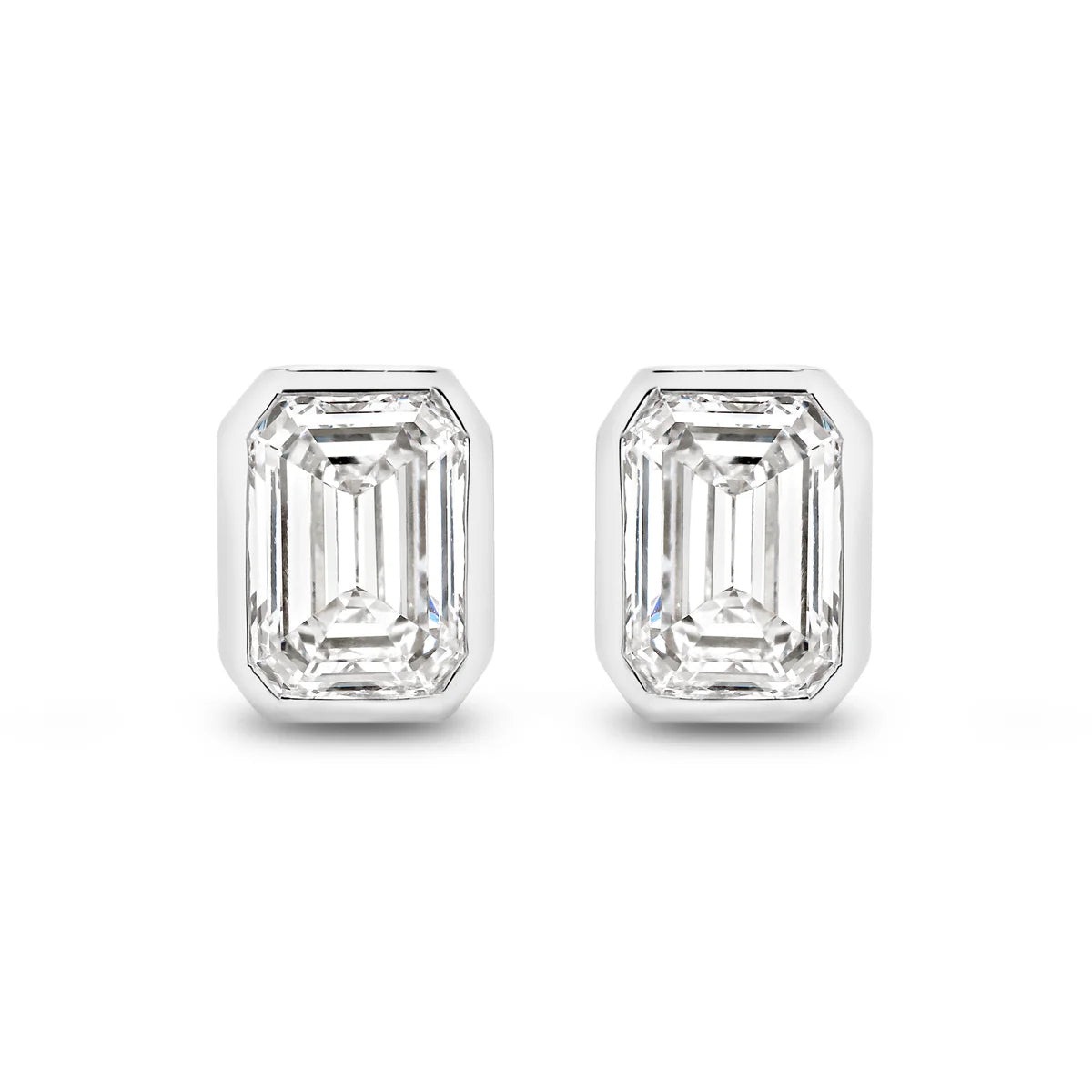 Bezel Emerald Diamond Studs