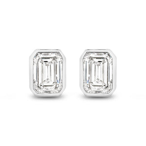 Bezel Emerald Diamond Studs