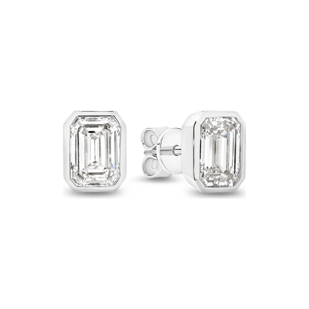 Bezel Emerald Diamond Studs