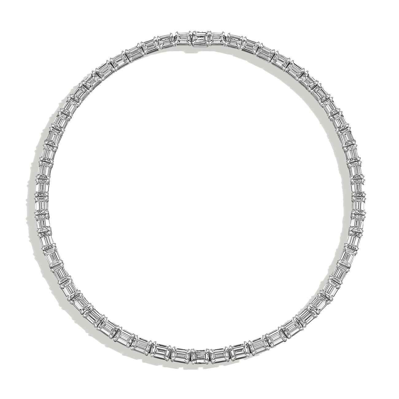 East West Emerald Diamond Tennis Necklace