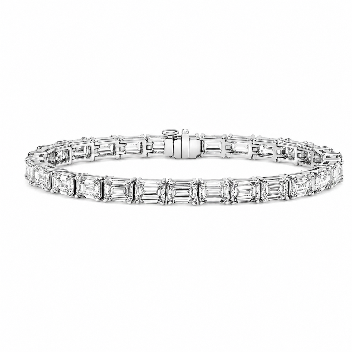 East West Emerald Diamond Tennis Bracelet