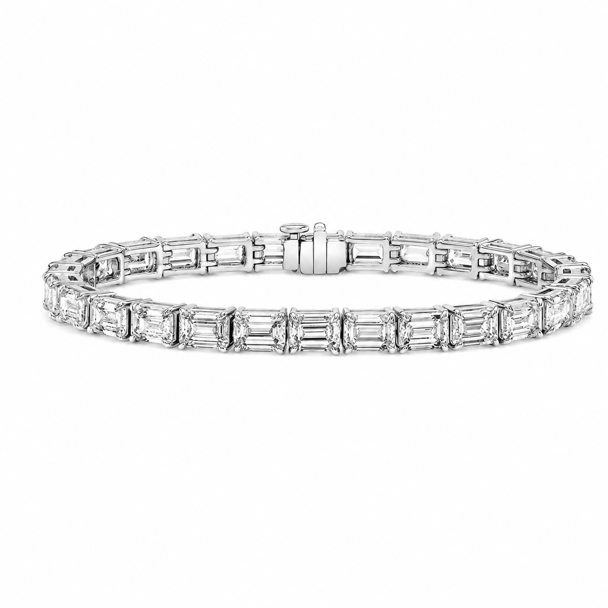 East West Emerald Diamond Tennis Bracelet
