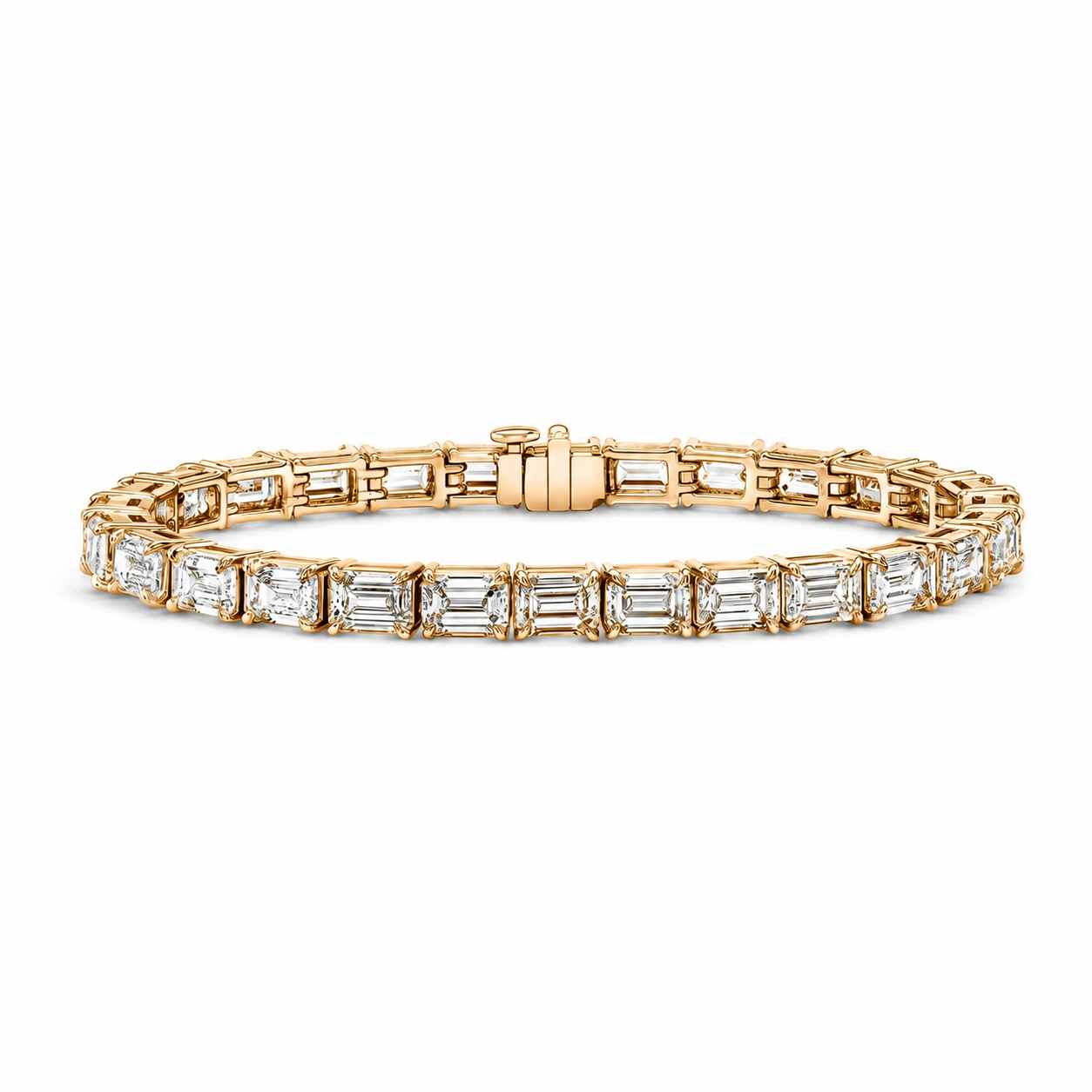 East West Emerald Diamond Tennis Bracelet