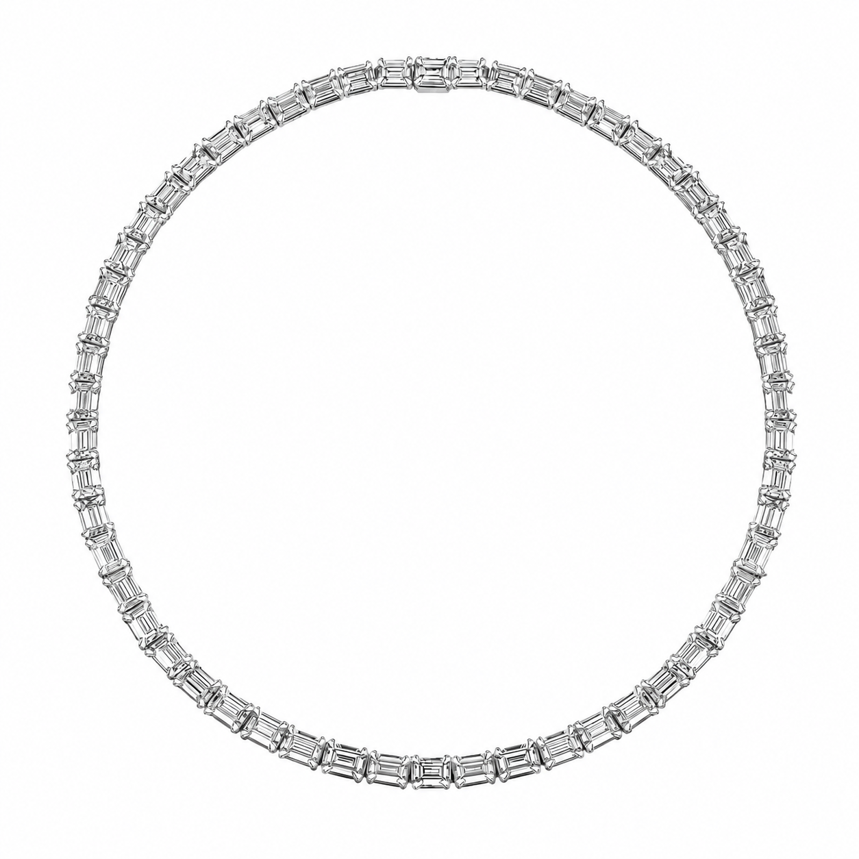 East West Emerald Diamond Tennis Necklace
