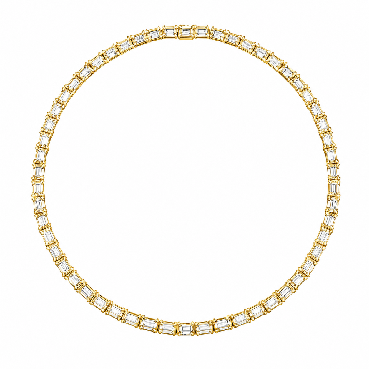 East West Emerald Diamond Tennis Necklace