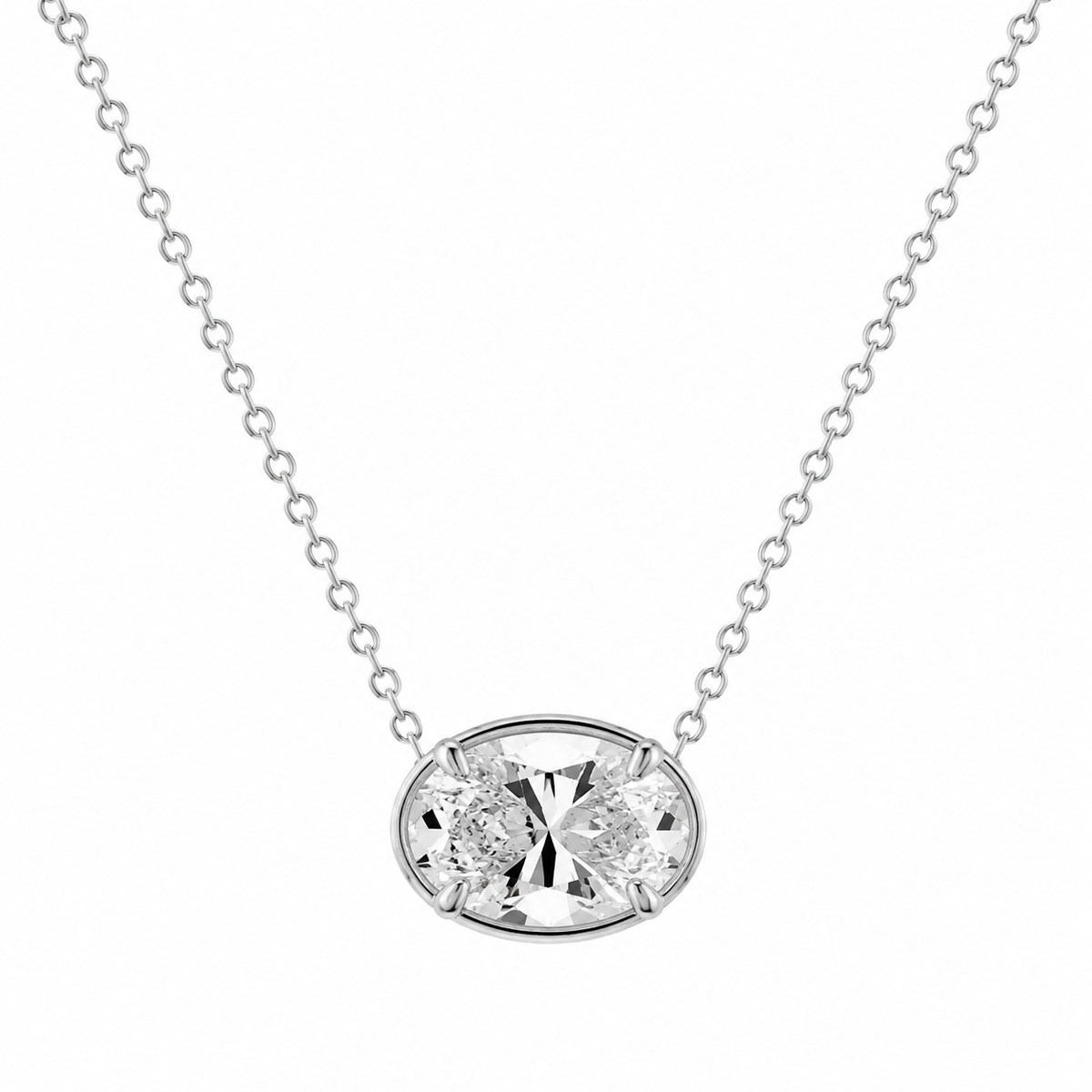 East West Oval Diamond Lunar Pendant