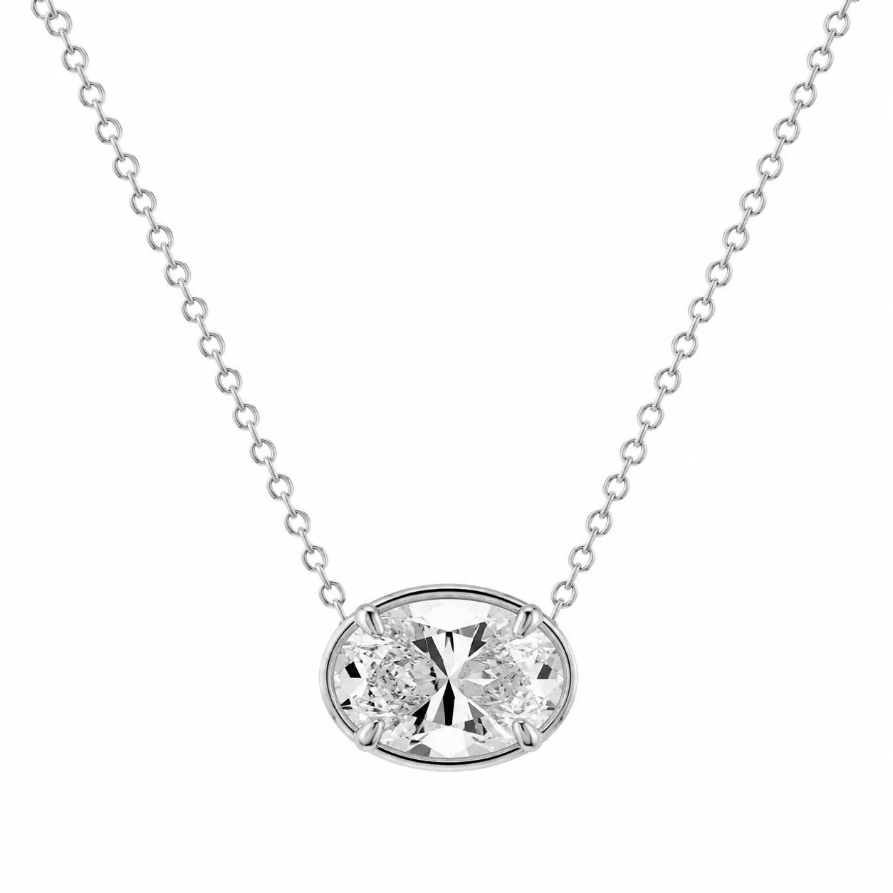 East West Oval Diamond Lunar Pendant