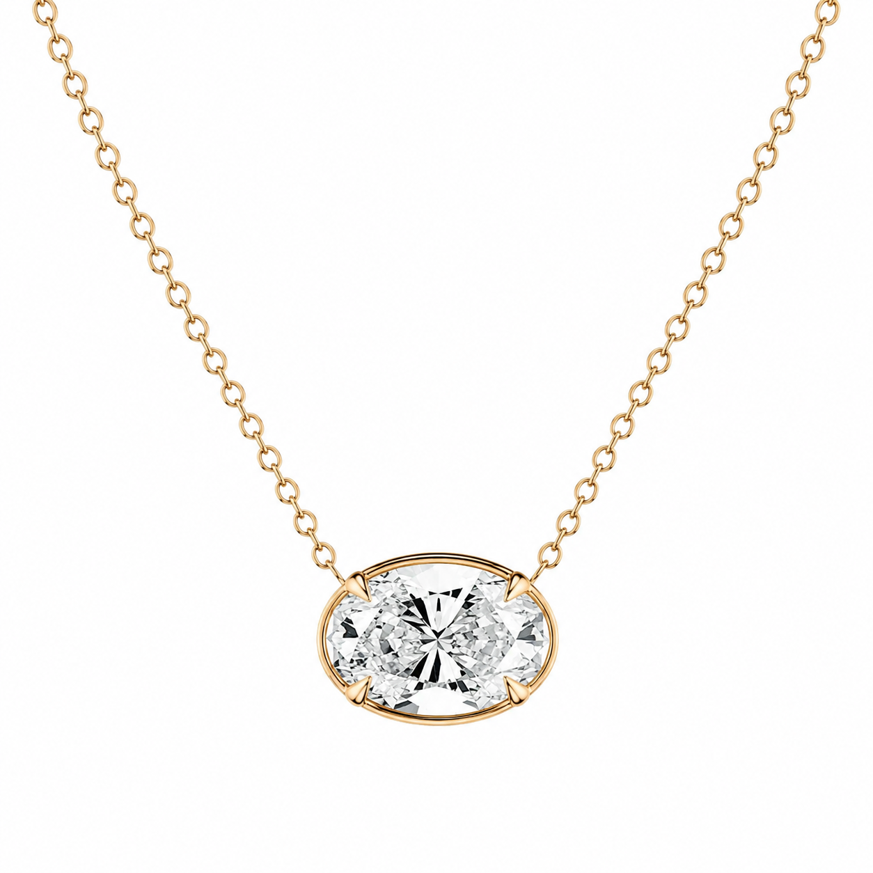 East West Oval Diamond Lunar Pendant