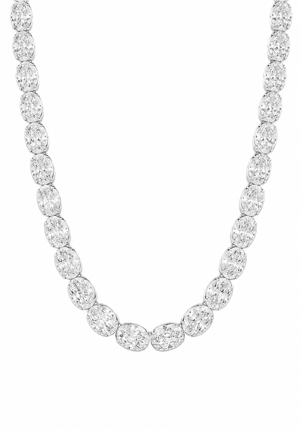 East West Oval Diamond Tennis Necklace