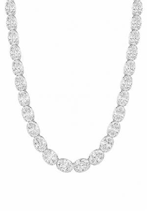 East West Oval Diamond Tennis Necklace