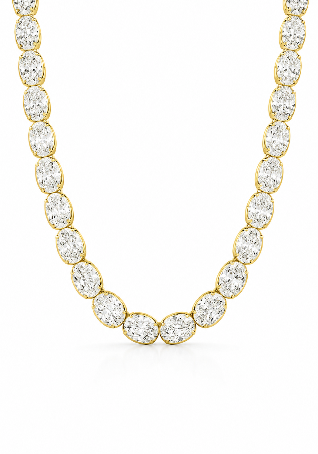 East West Oval Diamond Tennis Necklace
