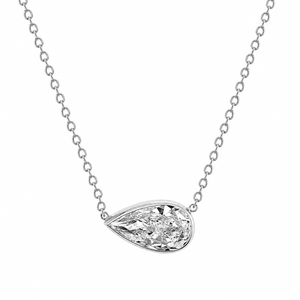 East West Pear Diamond Bezel Set Pendant