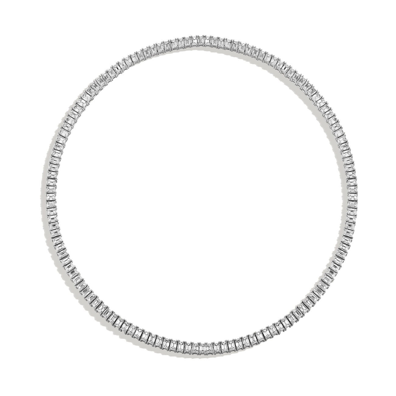 Emerald Cut Diamond Tennis Necklace