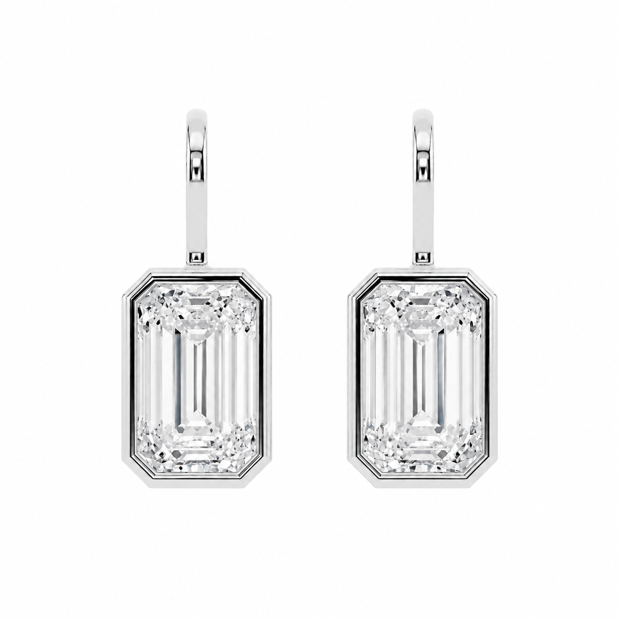 Emerald-Cut Bezel Drop Earrings