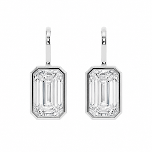 Emerald-Cut Bezel Drop Earrings