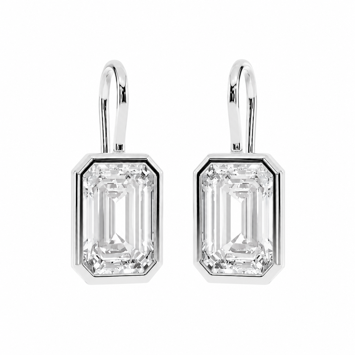 Emerald Bezel Drop Earrings