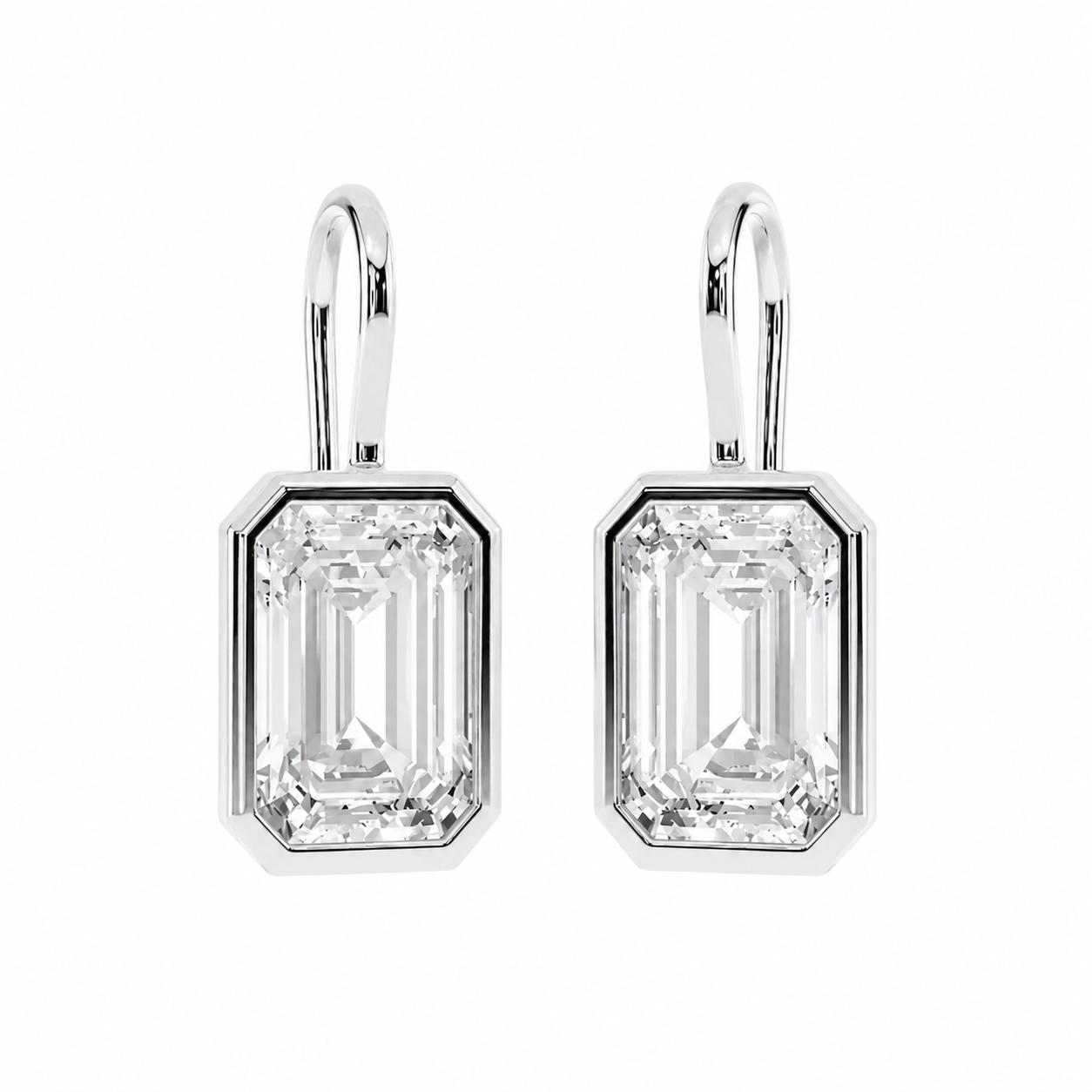 Emerald-Cut Bezel Drop Earrings