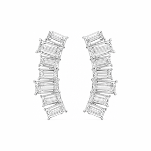 Emerald-Cut Diamond Climber Earrings