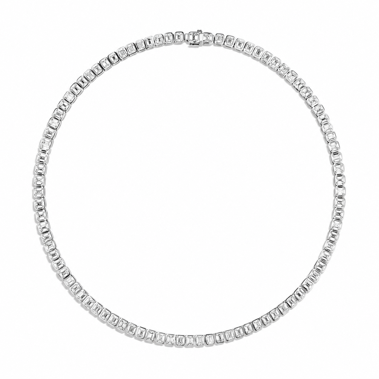 Emerald Diamond Bezel Tennis Necklace