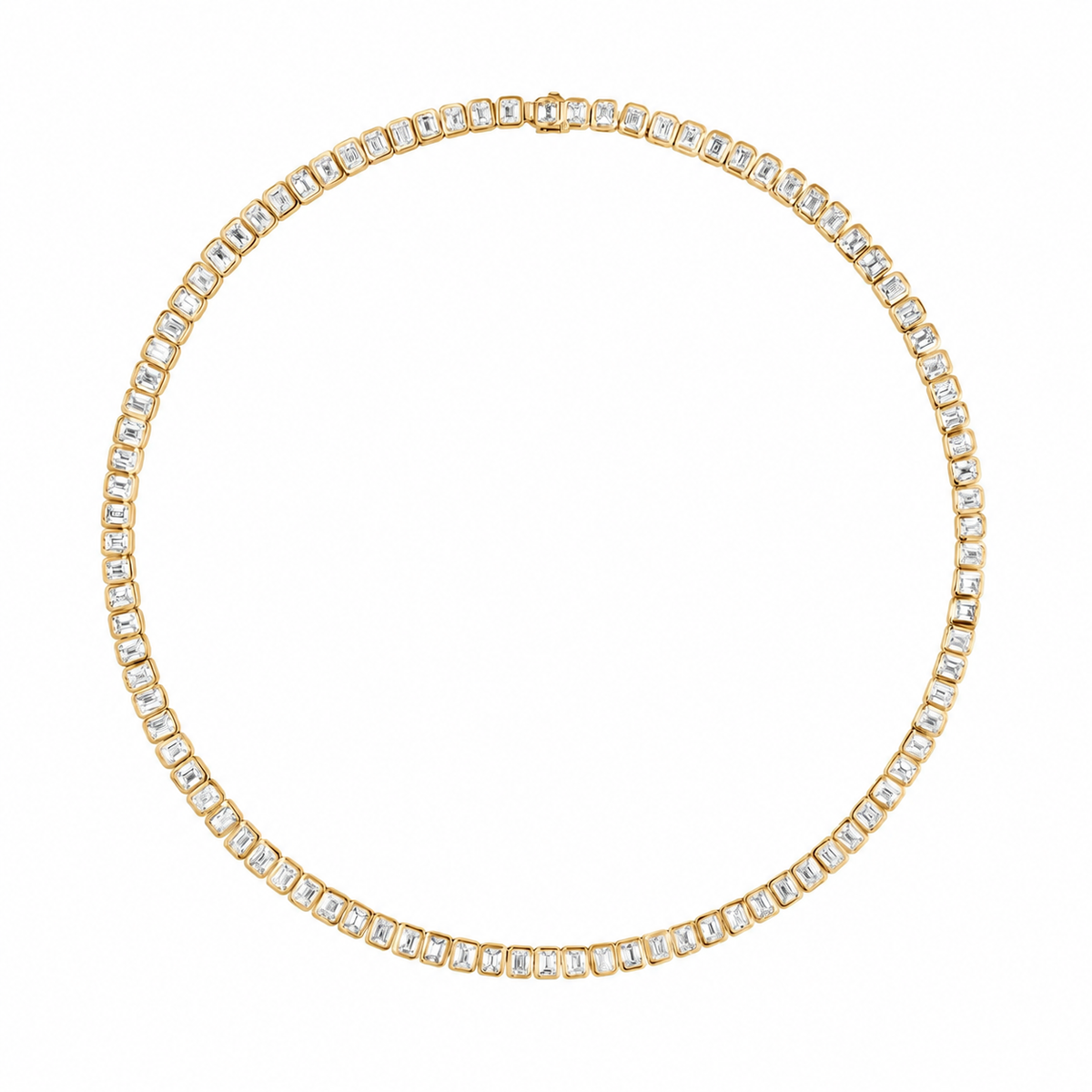 Emerald Diamond Bezel Tennis Necklace