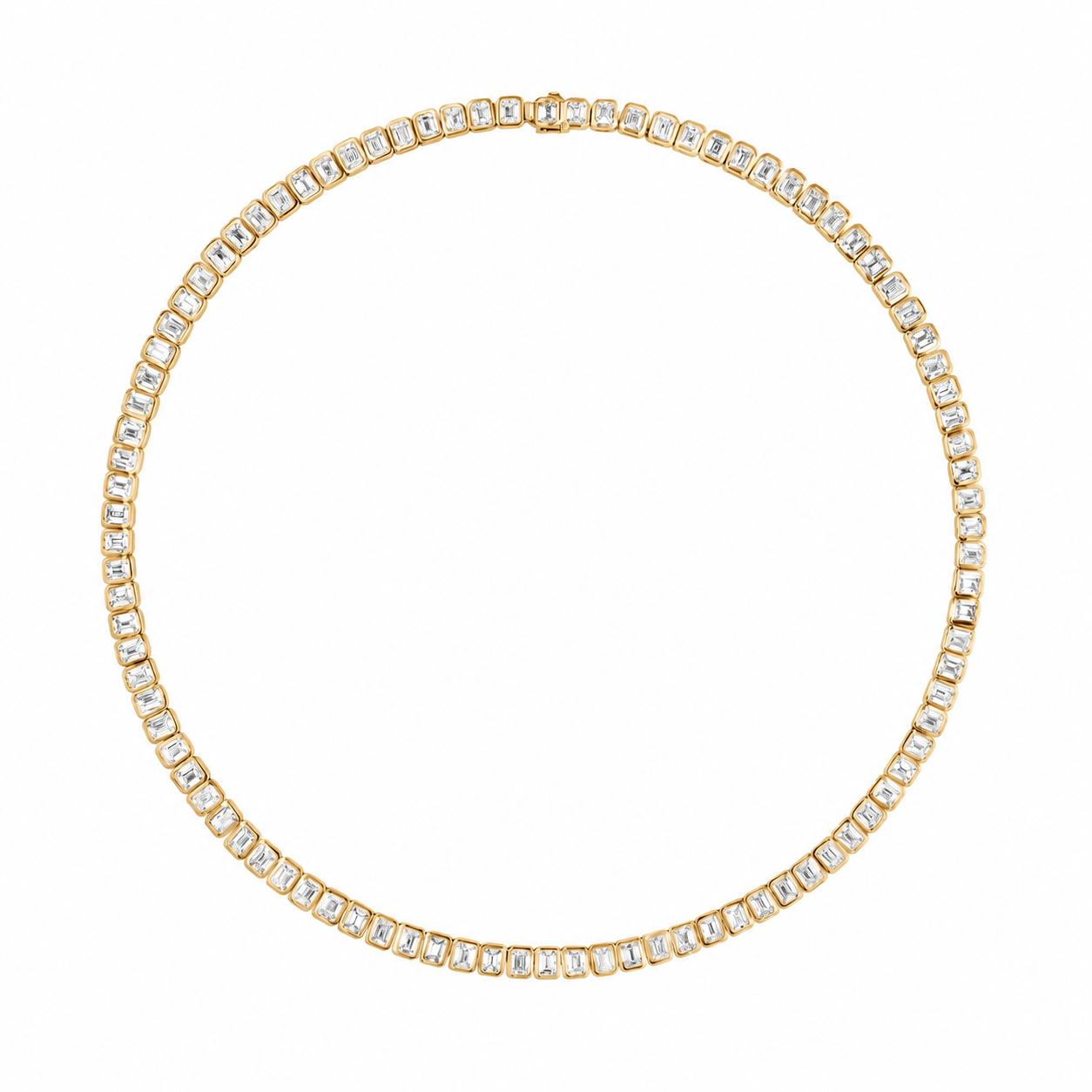 Emerald Diamond Bezel Tennis Necklace