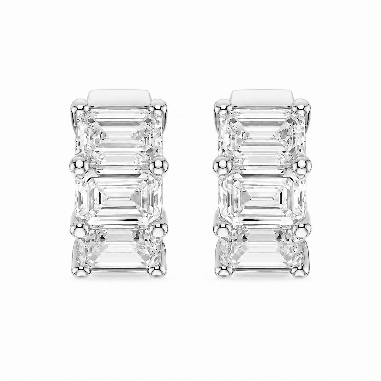 Four-Stone Emerald-Cut Hoop Earrings