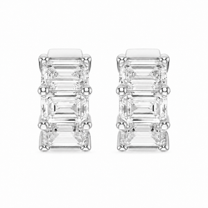 Four-Stone Emerald-Cut Hoop Earrings