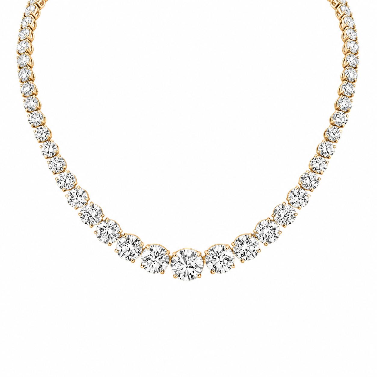 Four Prong Graduating Diamond Tennis Necklace