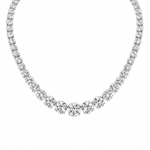 Four Prong Graduating Diamond Tennis Necklace