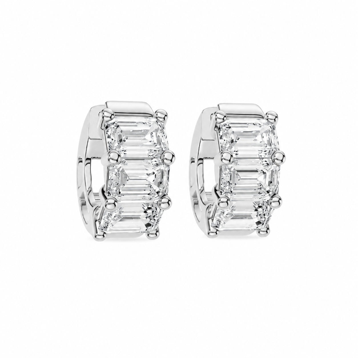 Four-Stone Emerald-Cut Hoop Earrings