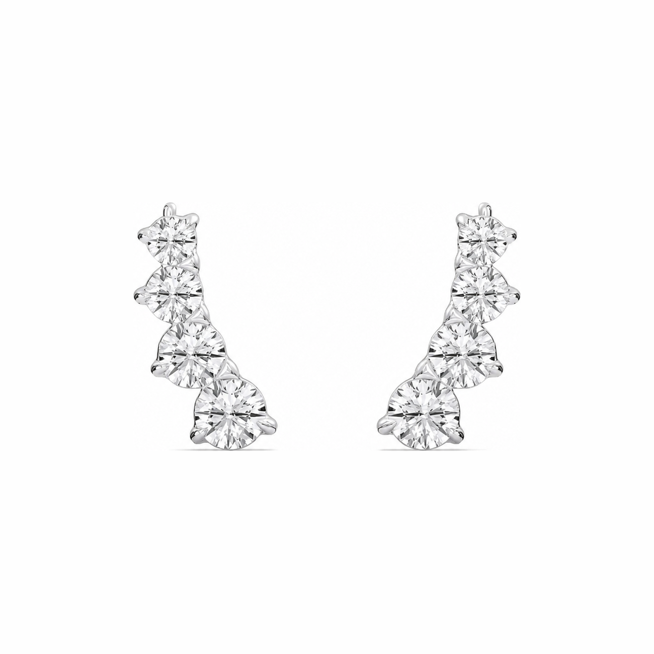 Graduated Round Diamond Climber Earrings