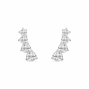 Graduated Round Diamond Climber Earrings