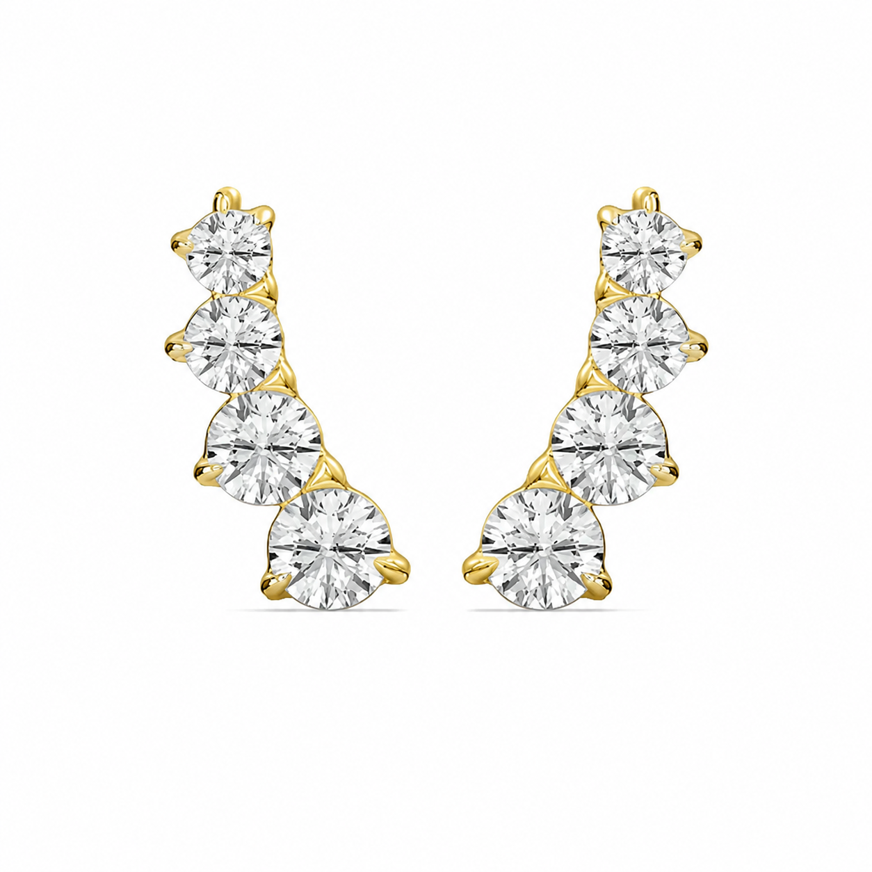 Graduated Round Diamond Climber Earrings