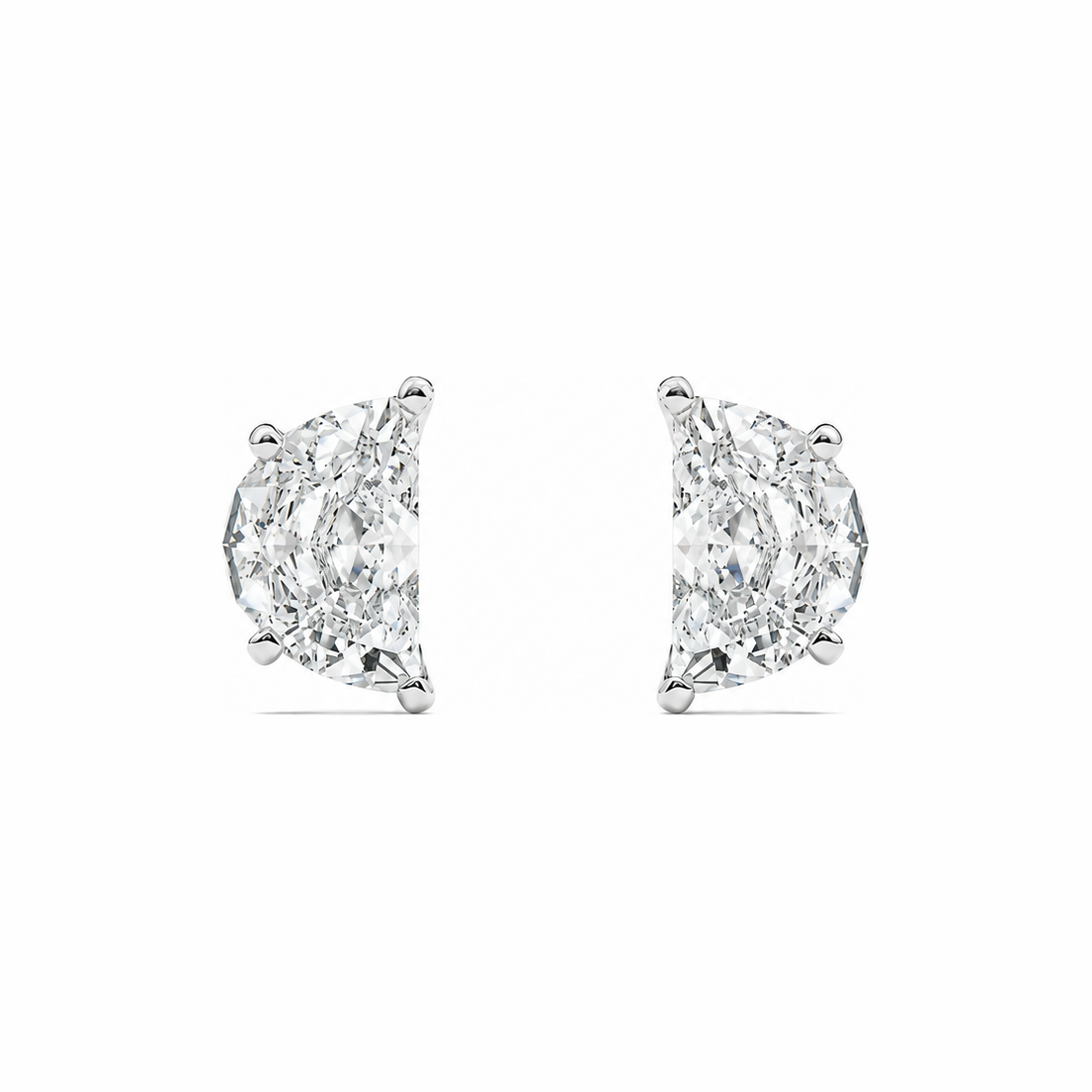 Half Moon Diamond Stud Earrings