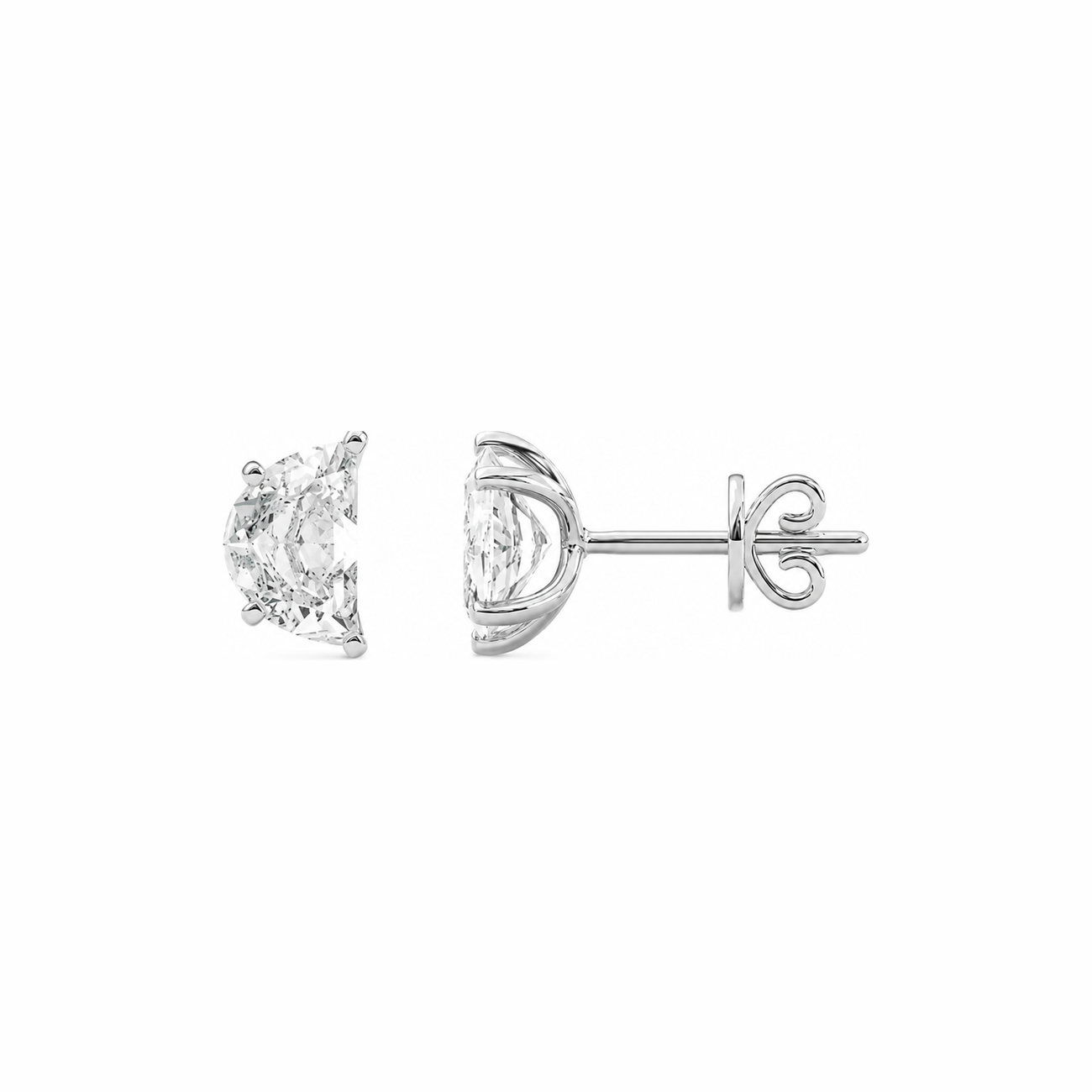 Half Moon Diamond Stud Earrings