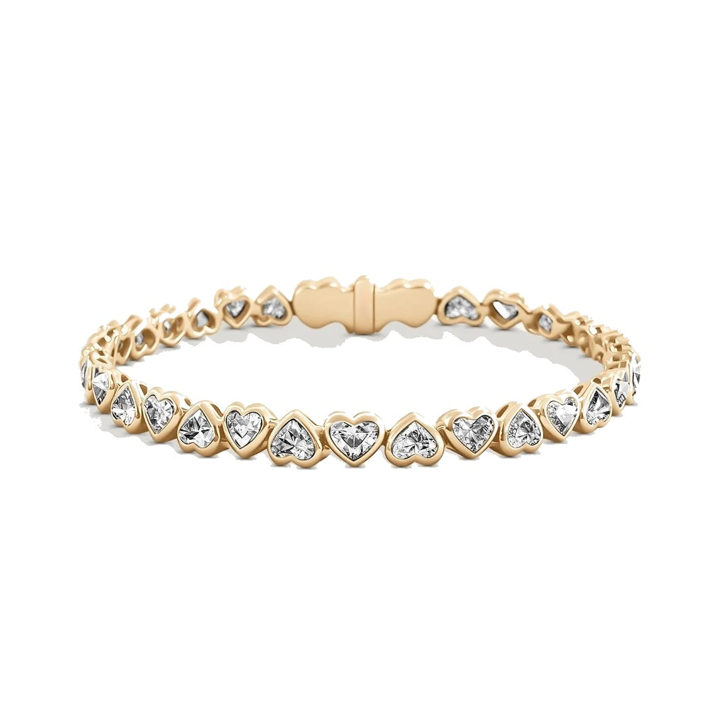 Heart Bezel Set Diamond Tennis Bracelet