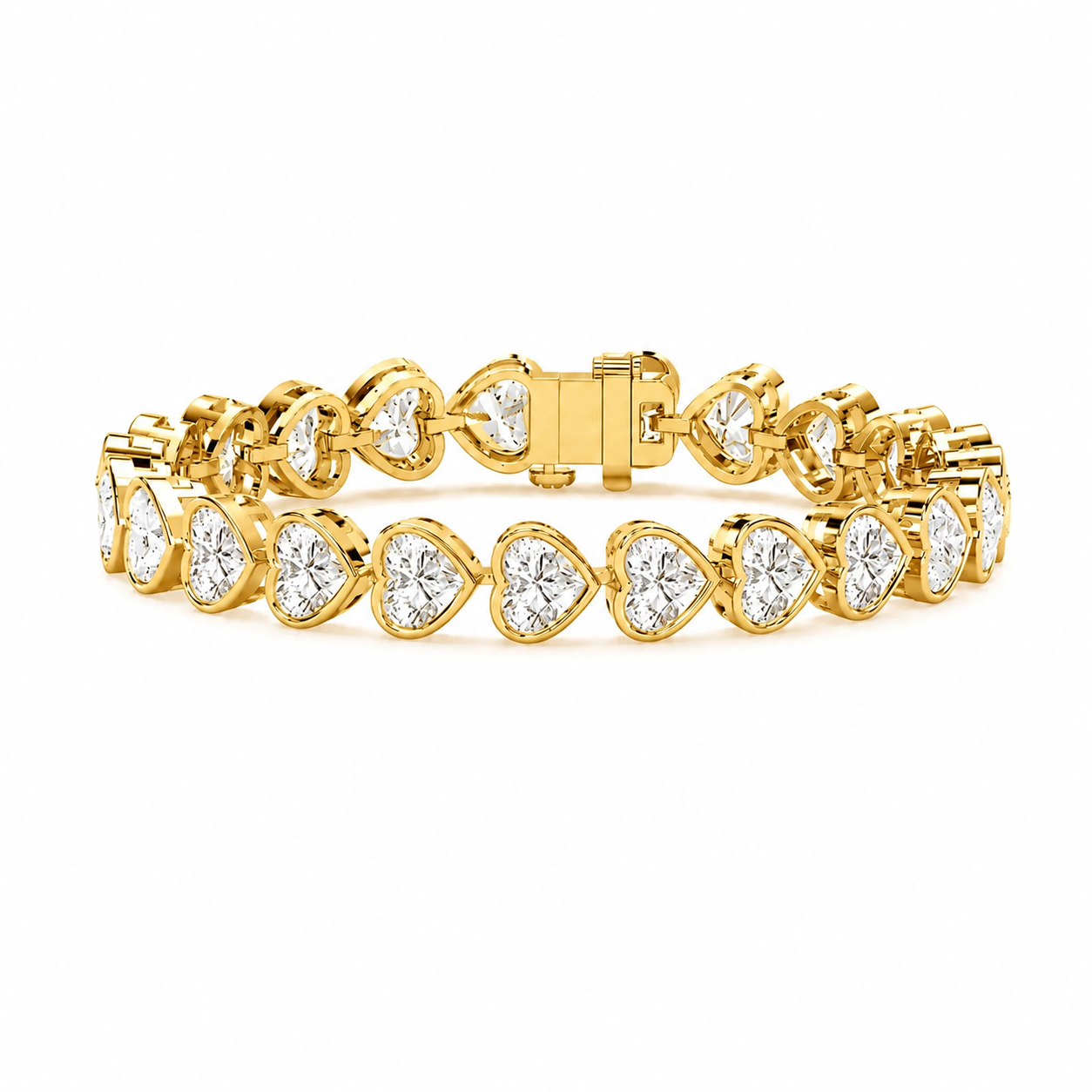 Heart-Cut Diamond Bezel Tennis Bracelet