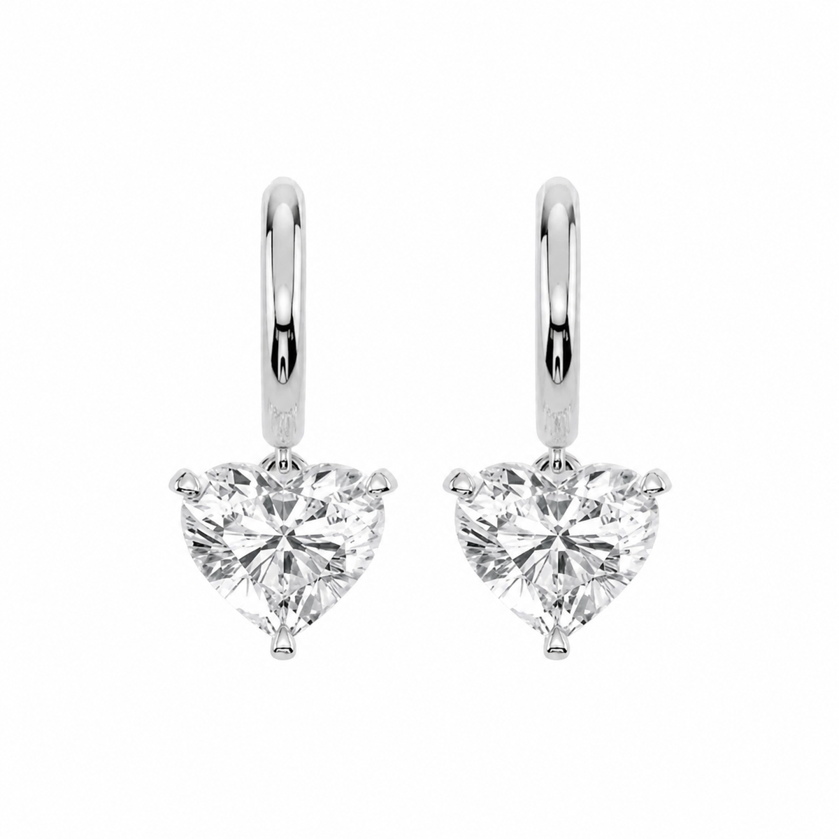 Heart-Cut Diamond Drop Earrings