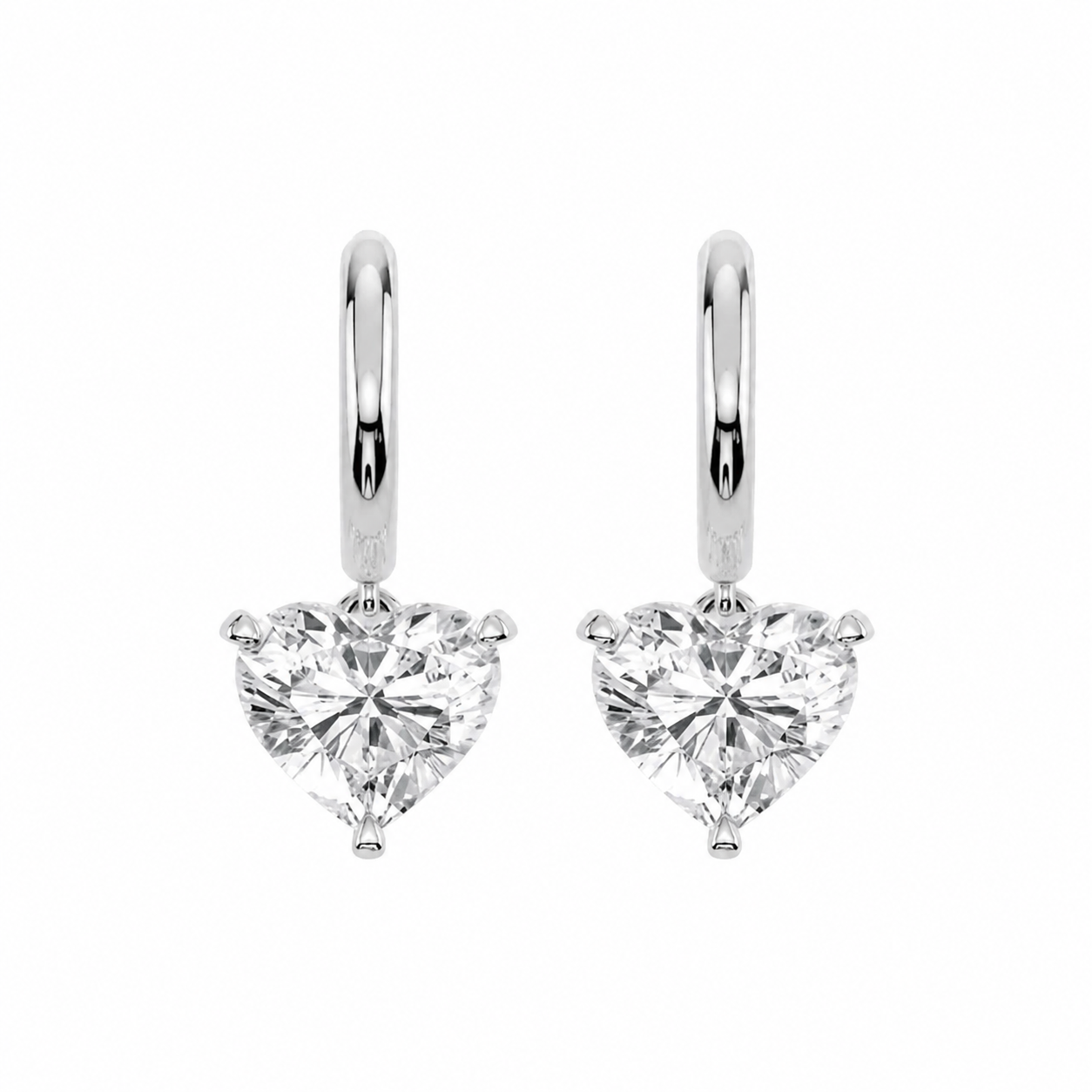 Heart-Cut Diamond Drop Earrings