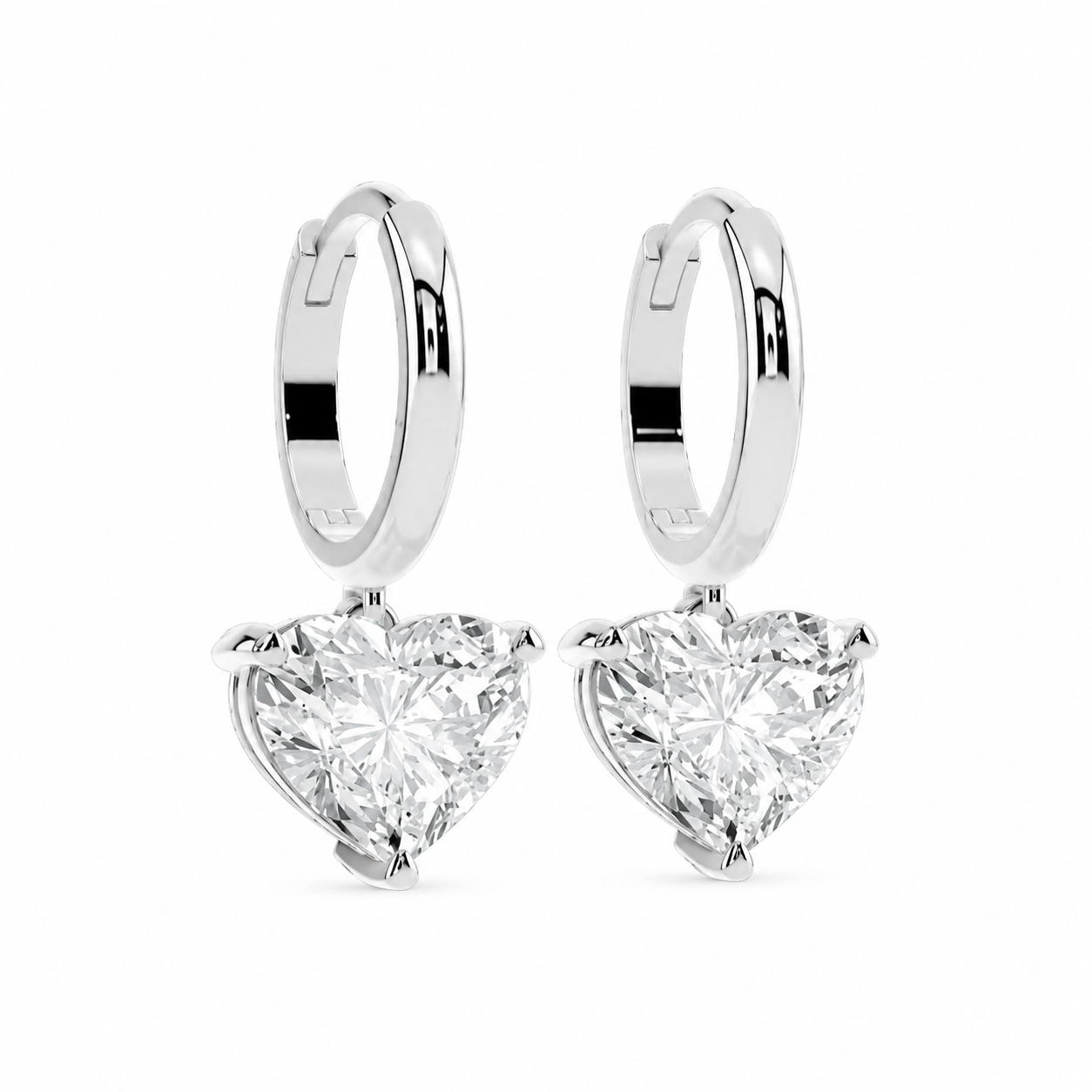 Heart-Cut Diamond Drop Earrings