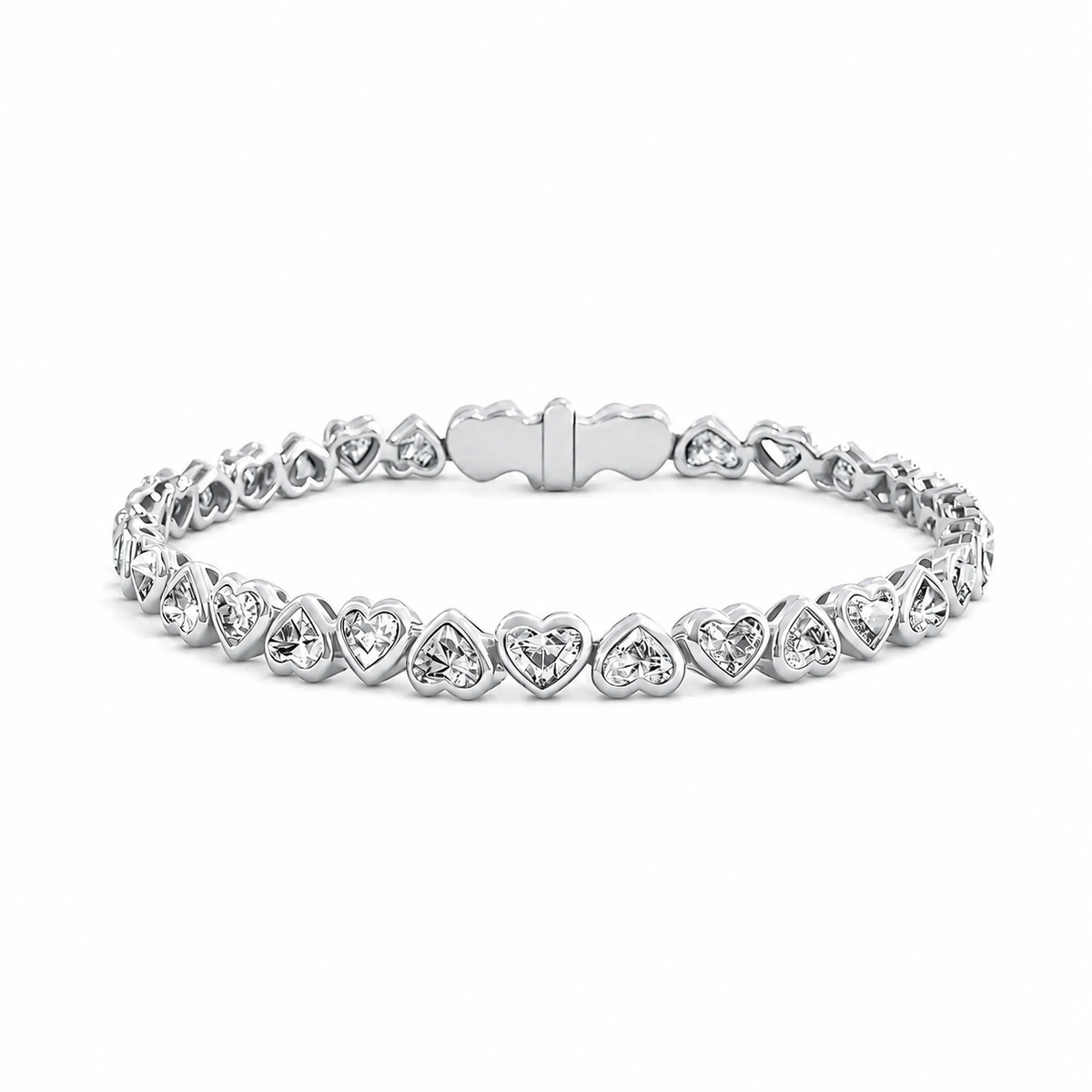 Heart Bezel Set Diamond Tennis Bracelet