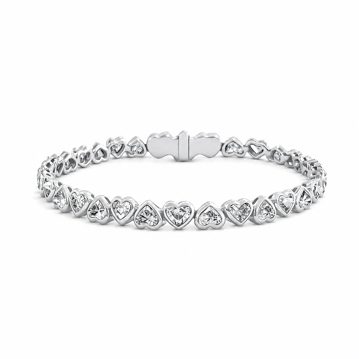 Heart Bezel Set Diamond Tennis Bracelet